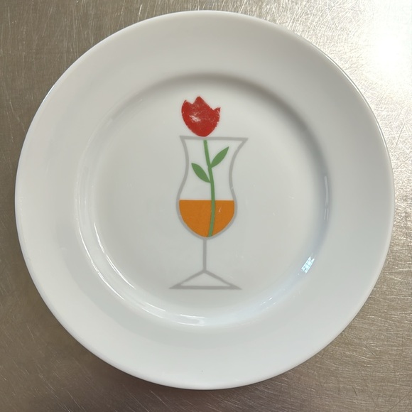 Crate & Barrel-Colorful Flowers In Cocktail Glasses-6.75” Appetizer Plates - Picture 5 of 8